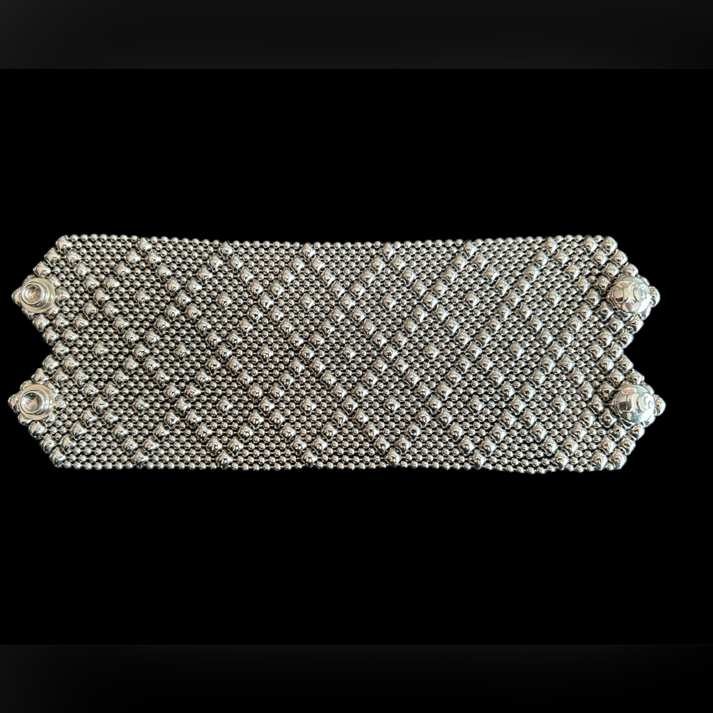 Sergio Gutierrez Liquid Metal Bracelet Silver Mesh Wide Statement Cuff